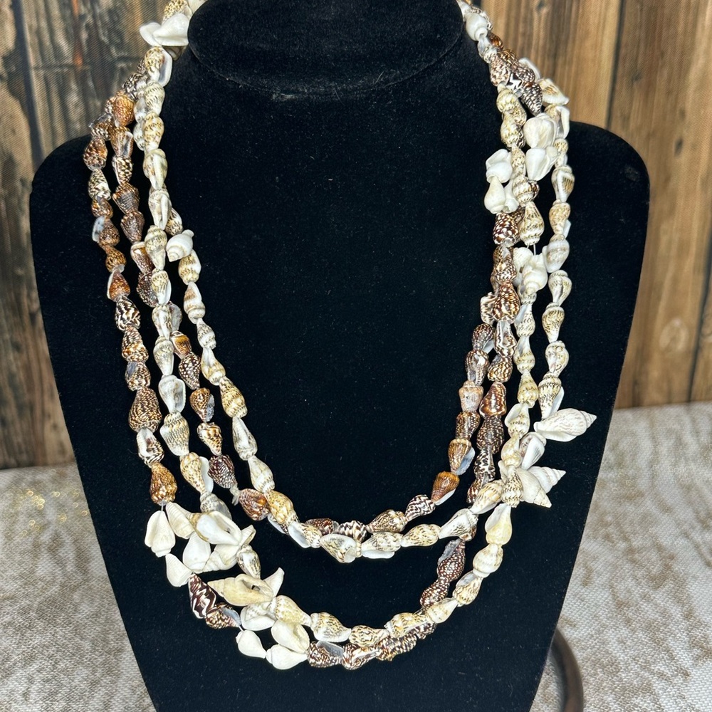 Cream and Brown Double Shell Necklaces